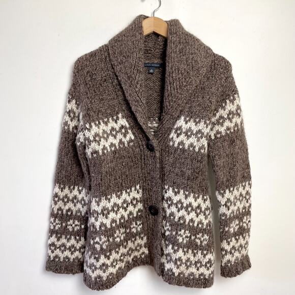 Banana Republic Sweaters - Banana Republic Wool Fair Isle Cardigan Sweater Medium Shawl Collar Fisherman